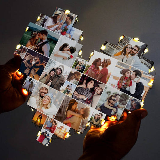 ⭐️Custom Heart Shape Photo Collage Lamp with Your Photos